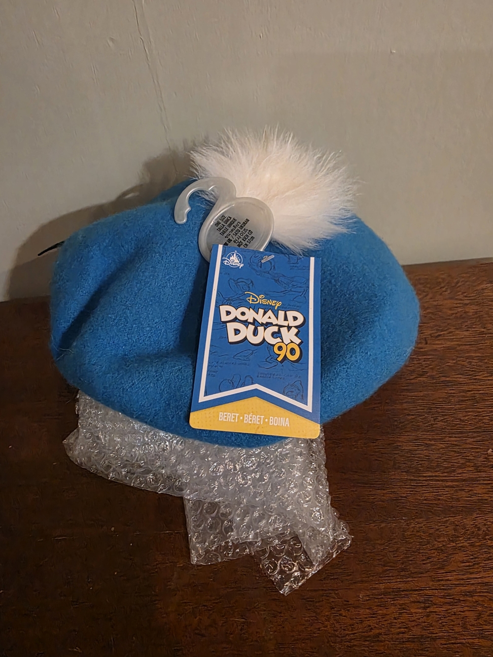 Disney Donald Duck 90 Blue Beret with White Pom